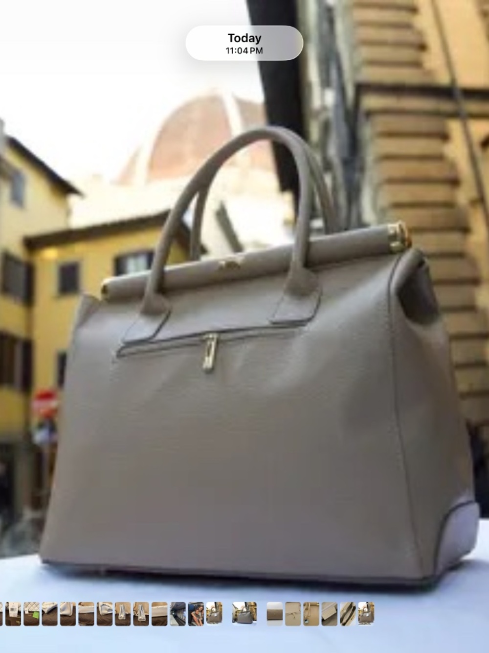 Italian Leather Handbag in Taupe Made in Florence NWT - Picture 7 of 13